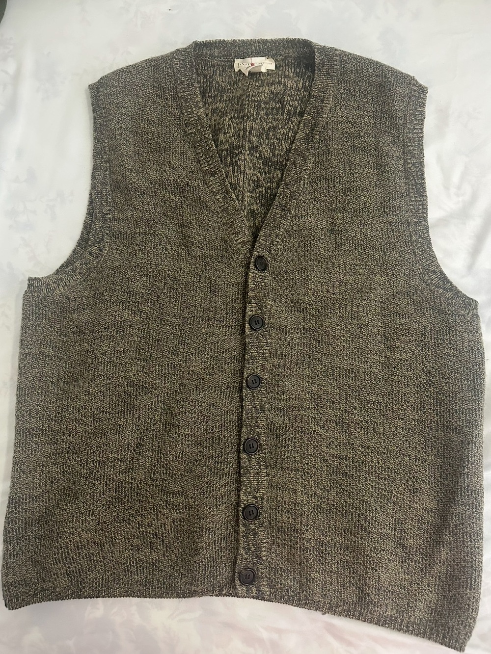 J.Crew Marled Knit Button Front Sweater Vest  Size Large Classic Layering Piece